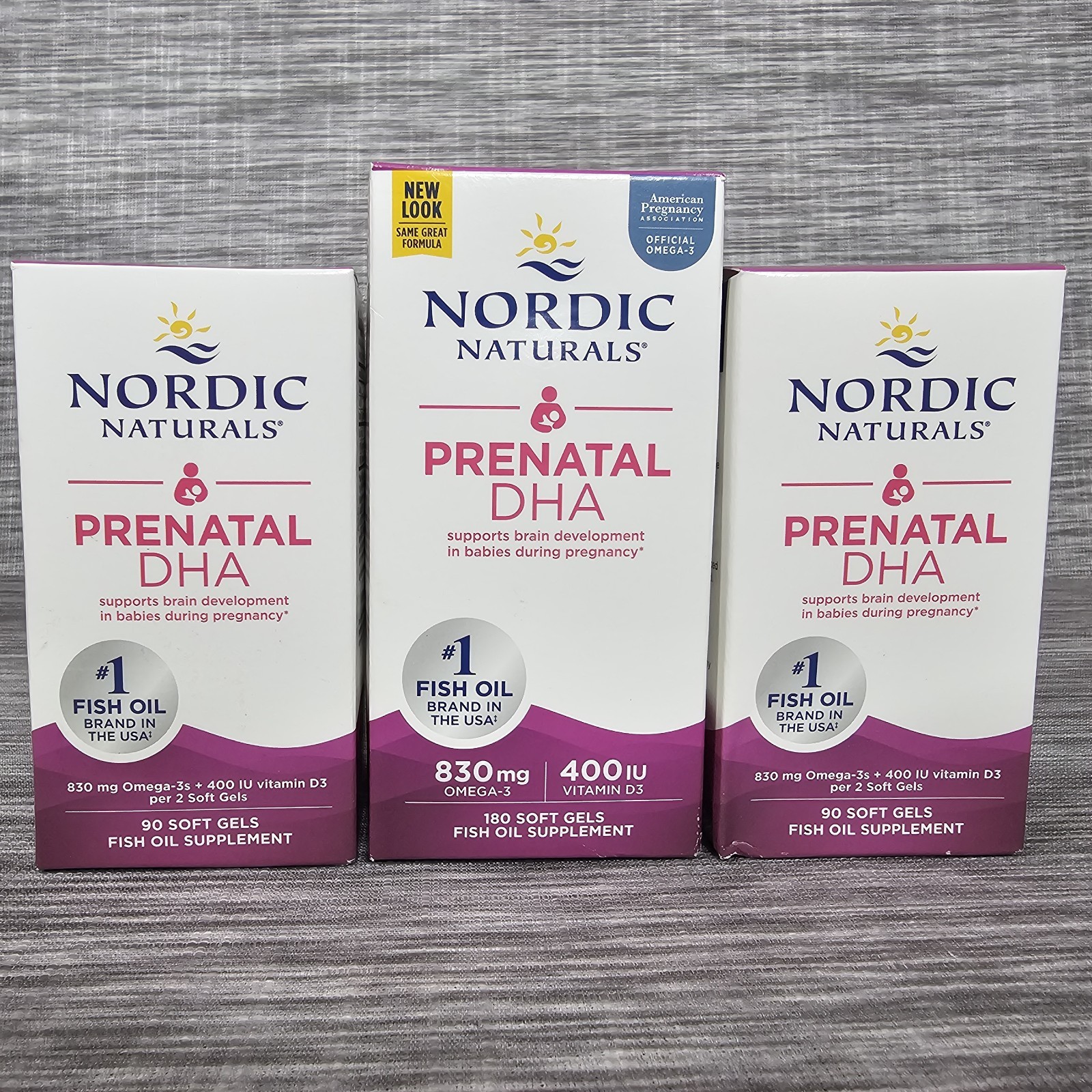 3 Pack Nordic Naturals Prenatal DHA Omega 3 & D3 360 Soft Gels Exp 2027/2028
