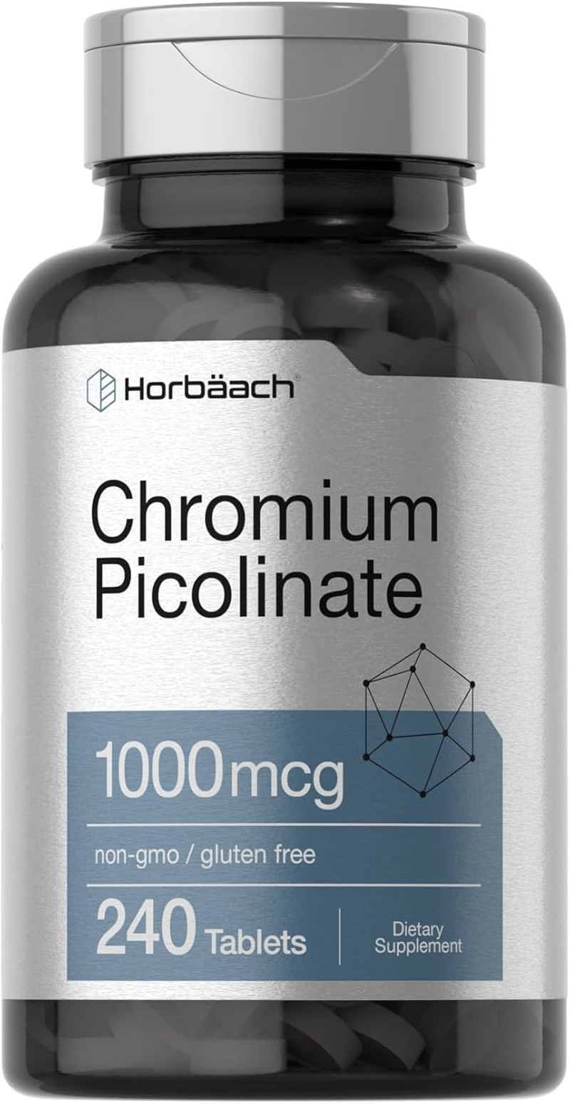 Horbäach Chromium Picolinate 1000Mcg, 240 Tablets, Vegetarian Non-Gmo Supplement