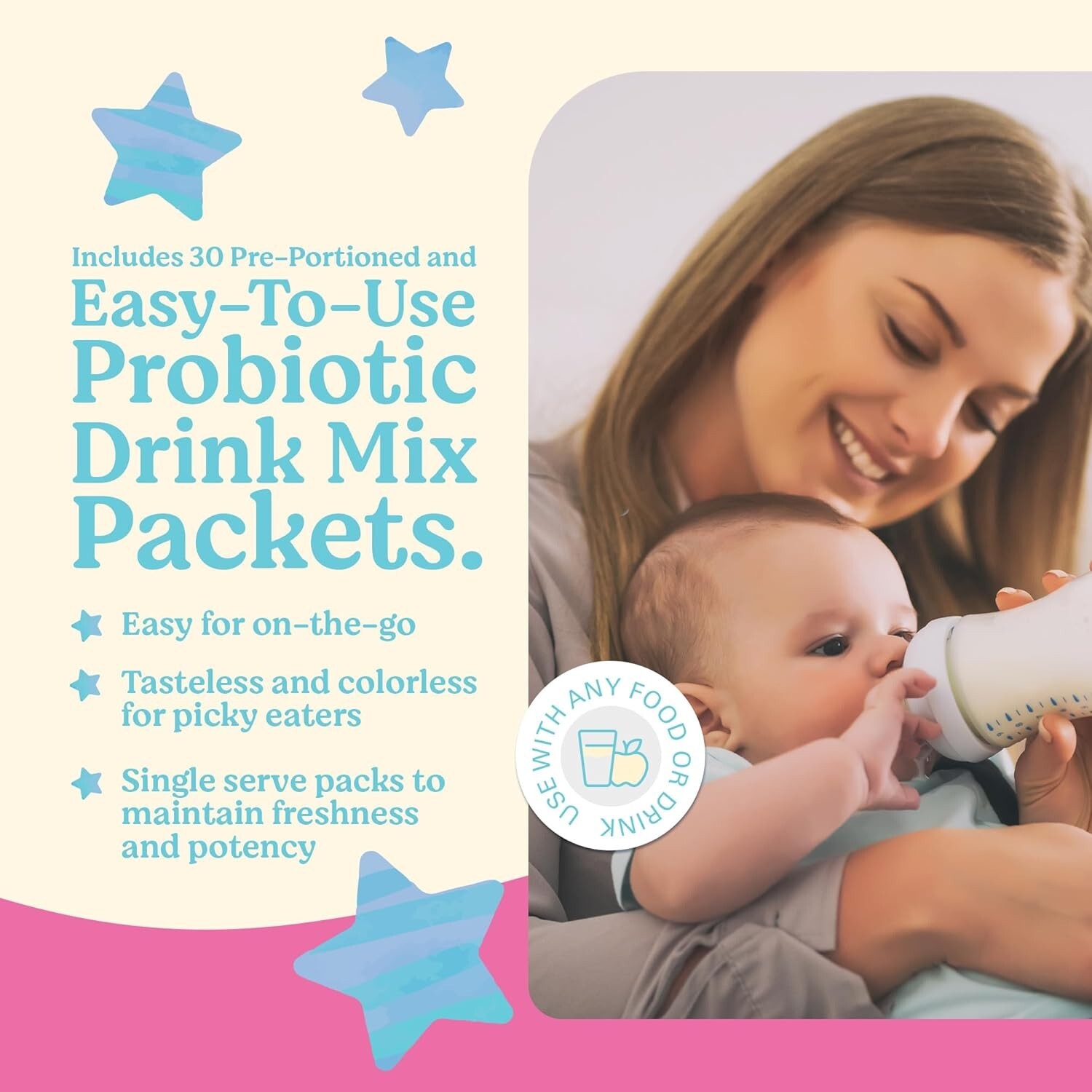 Digestive Health Probiotics for Babies – 60 Sugar-Free & Tasteless Stick Packs