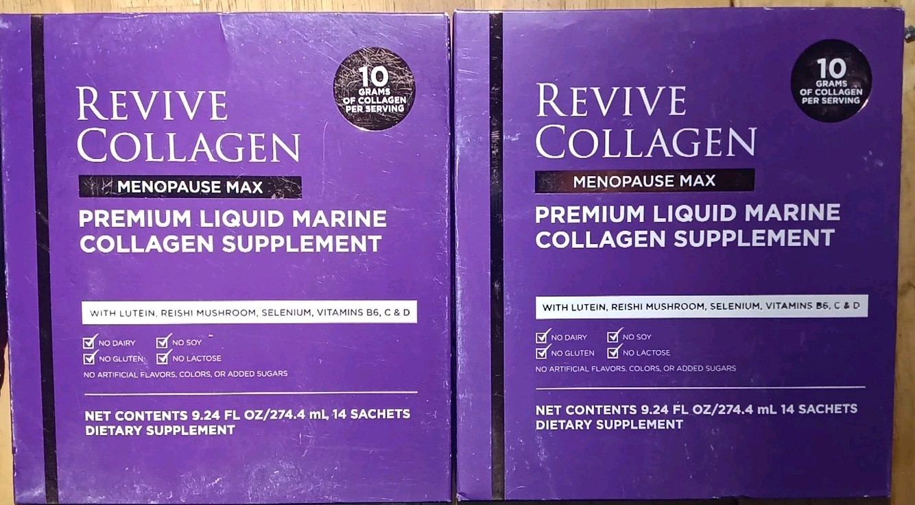 2 REVIVE COLLAGEN MENOPAUSE MAX PREMIUM LIQUID MARINE COLLAGEN 14 X2 28 SACHETS!