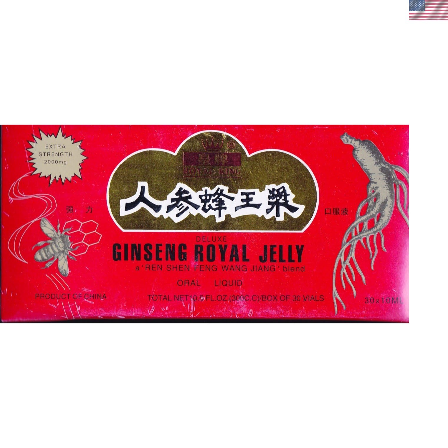 GINSENG ROYAL JELLY EXTRACT EXTRA STRENGTH ENERGY ENDURANCE 2000MG 1 BOX of 30
