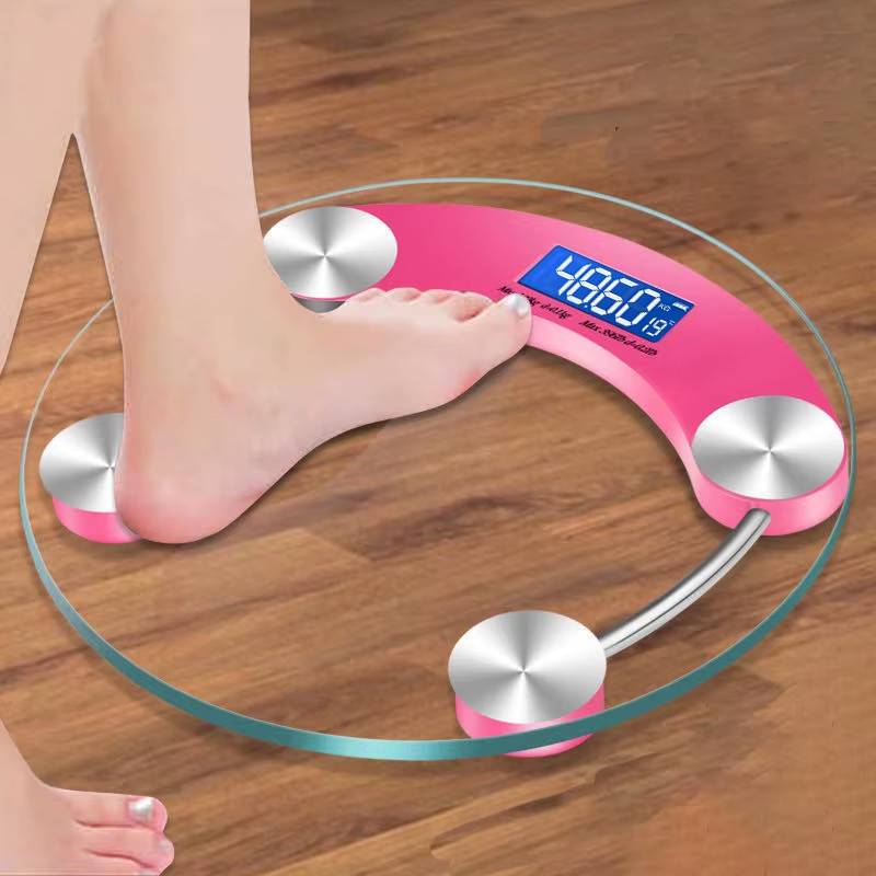 LCD Digital Bathroom Scale Round 180kg/400lb 0.1kg Precision Body Weight