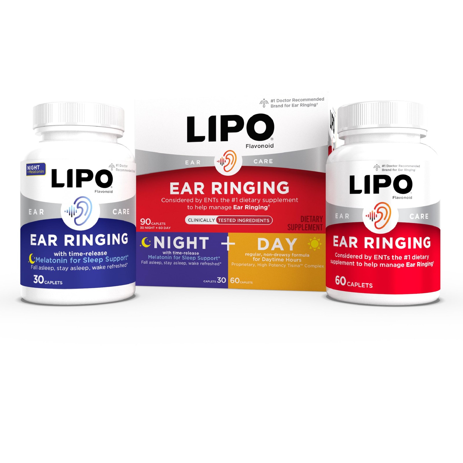Lipo Flavonoid Day & Night Combo Kit, Tinnitus Relief 90 Count (Pack of 1)