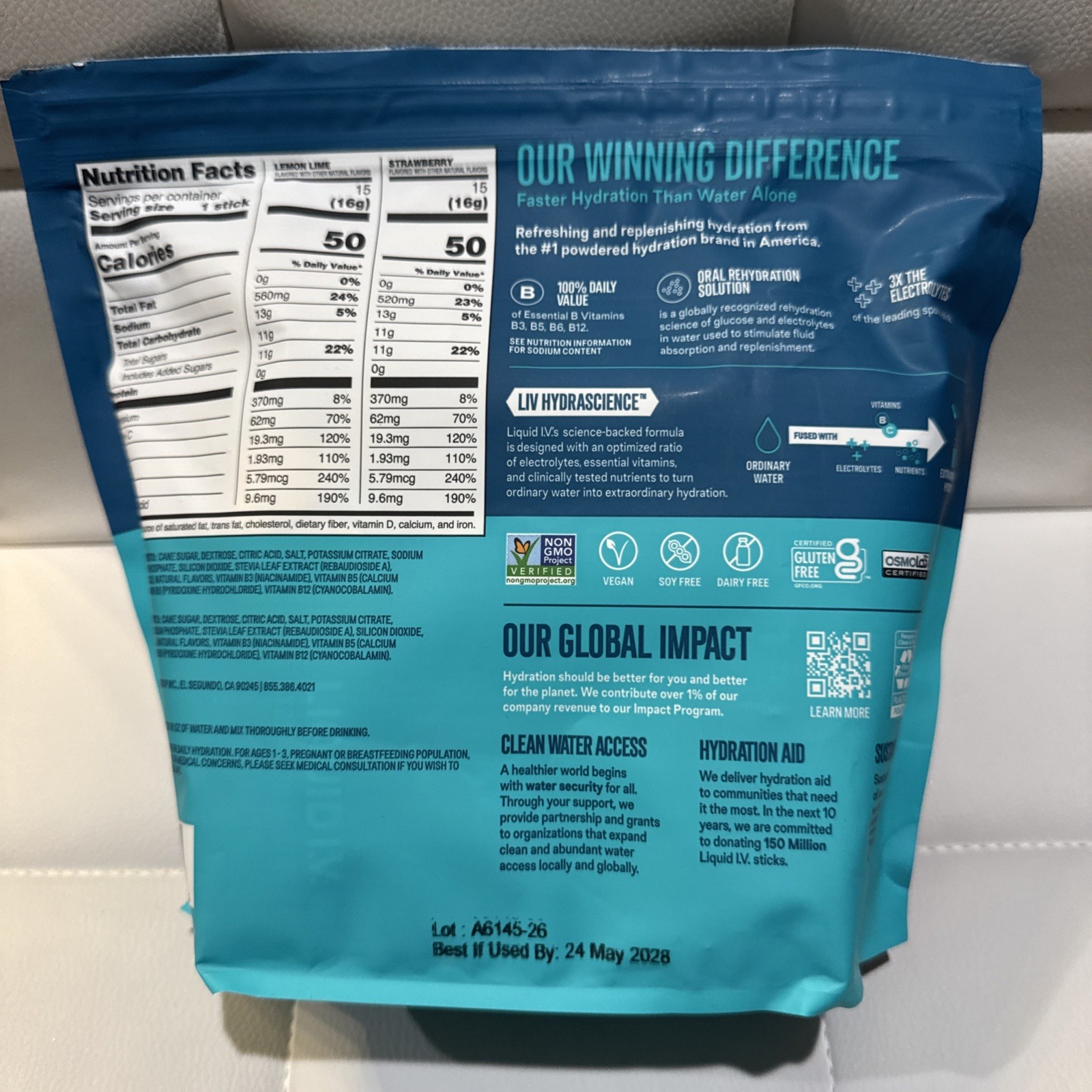 Liquid I.V. Hydration Multiplier 15 Lemon Lime 15 Strawberry – 30 pack
