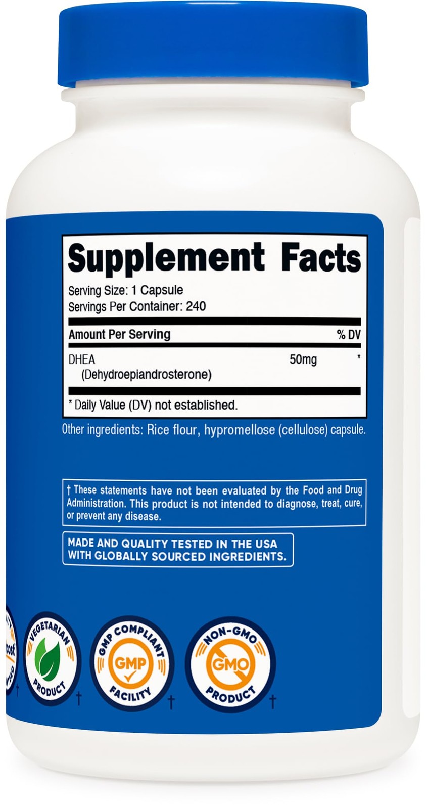 Nutricost DHEA 50mg, 240 Capsules – Gluten Free, Soy 240 Count (Pack of 1)