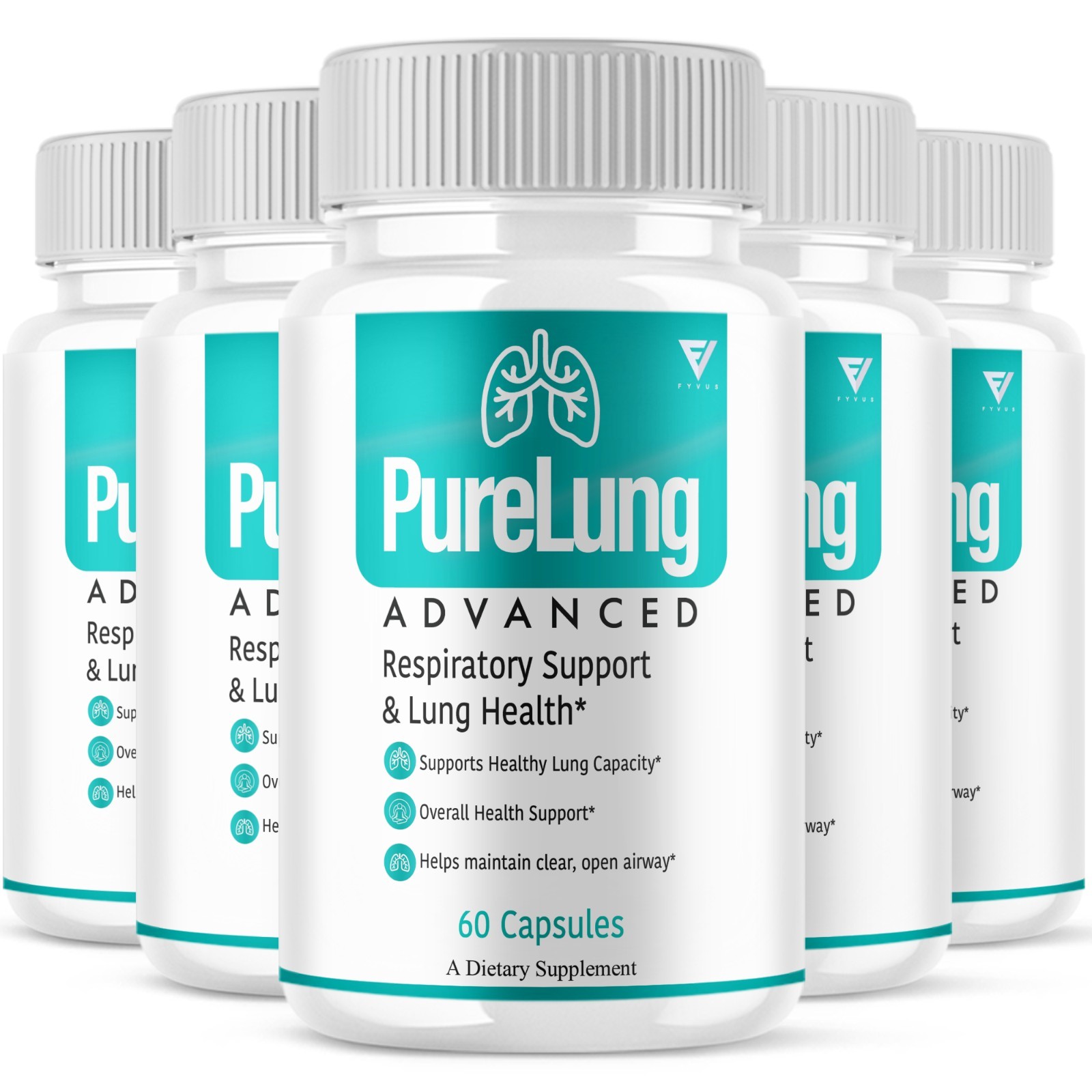 (5 Pack) Pure Lung Advanced Wellness Support, PureLung Health (300 Capsules)