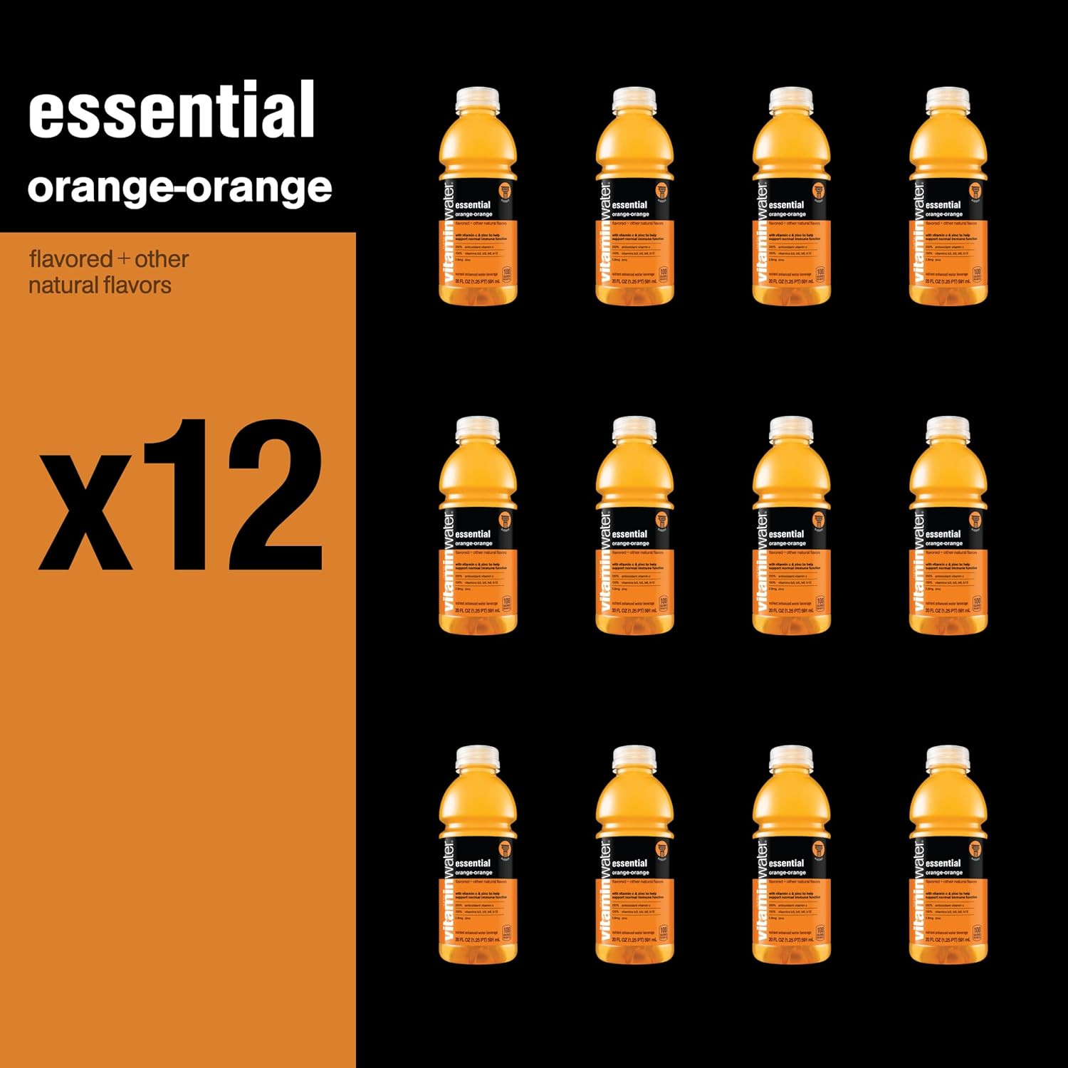 essential electrolyte enhanced water w/vitamins, orange-orange drinks, 20 fl oz,