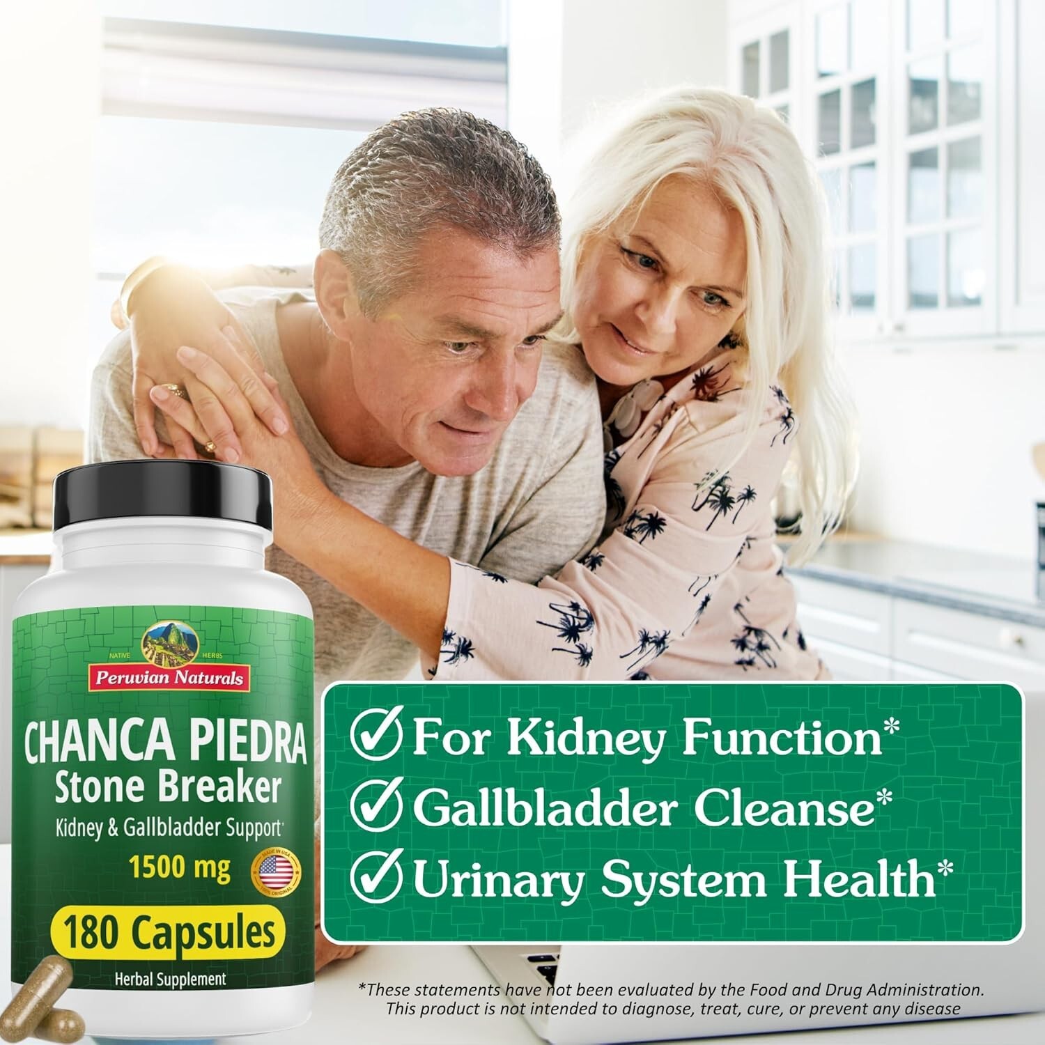 Chanca Piedra Stone Breaker Capsules Kidney Stones Dissolver from Peru 12-Pack
