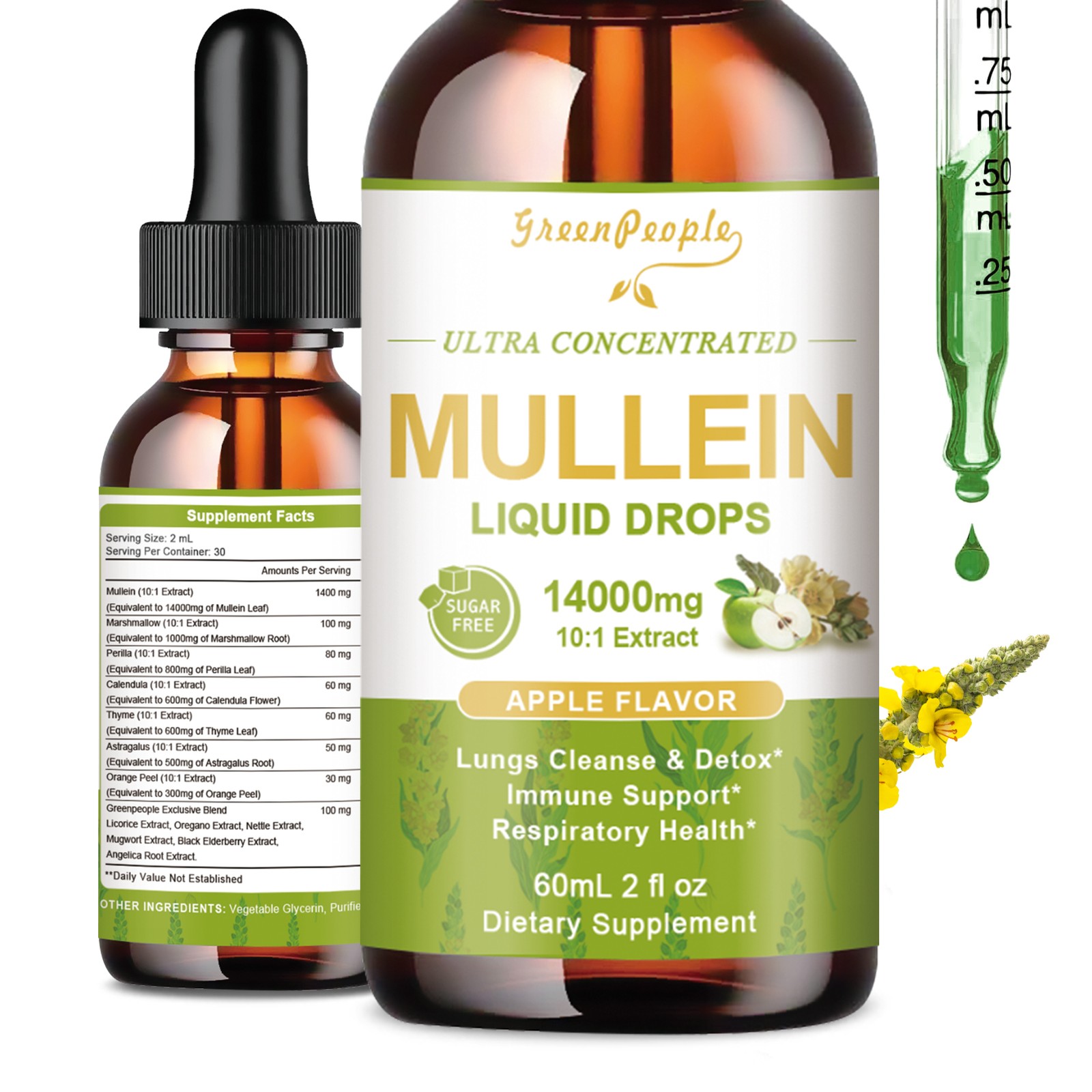 Mullein drops for Lung, Mullein Leaf Extract, Super Concentrated Tincture