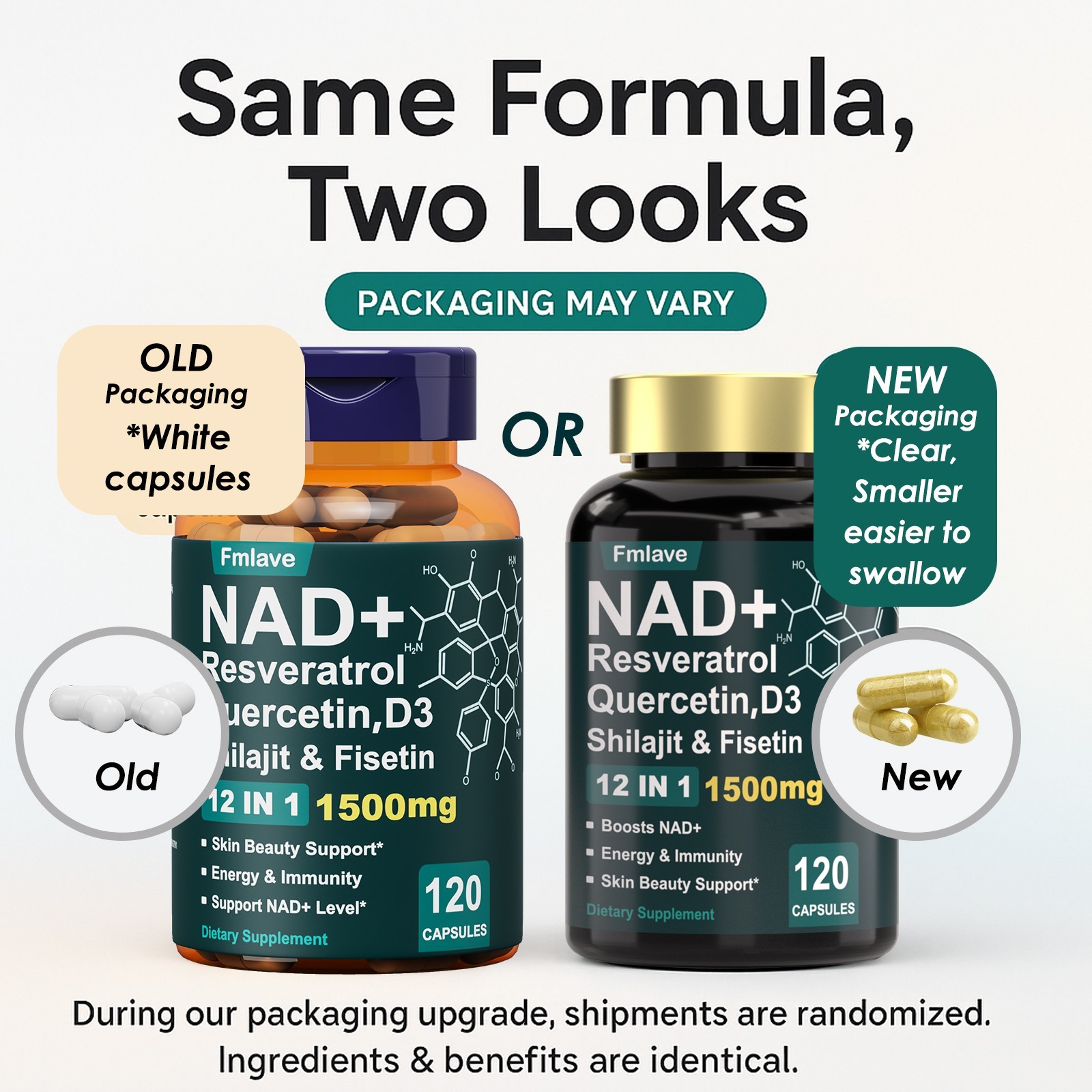 NAD supplement, 1500mg resveratrol containing supplement, 120 capsules USA Ship