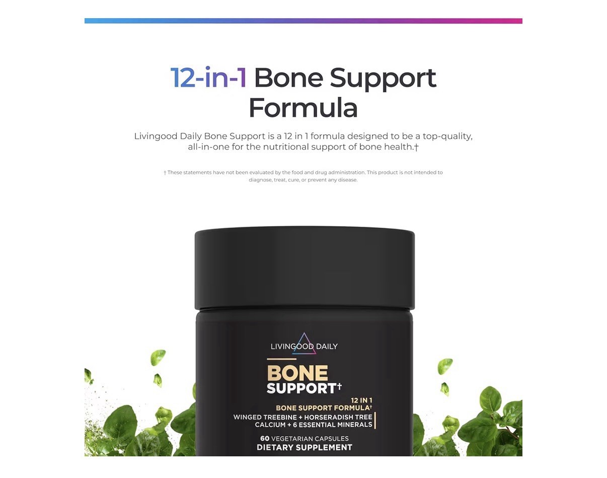 Livingood Daily Bone Support Calcium Supplement for Women and Men 60 Capsules