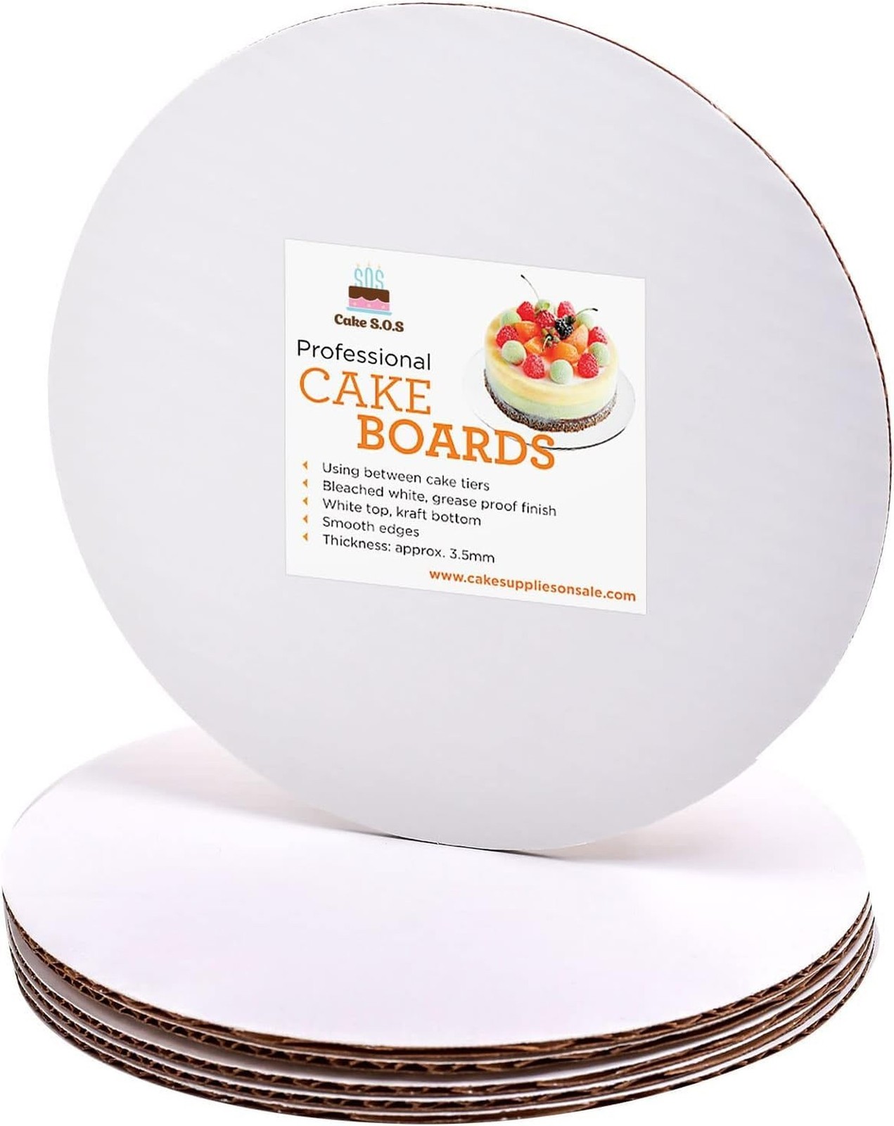 7″ Round Coated Cakeboard, 6 ct