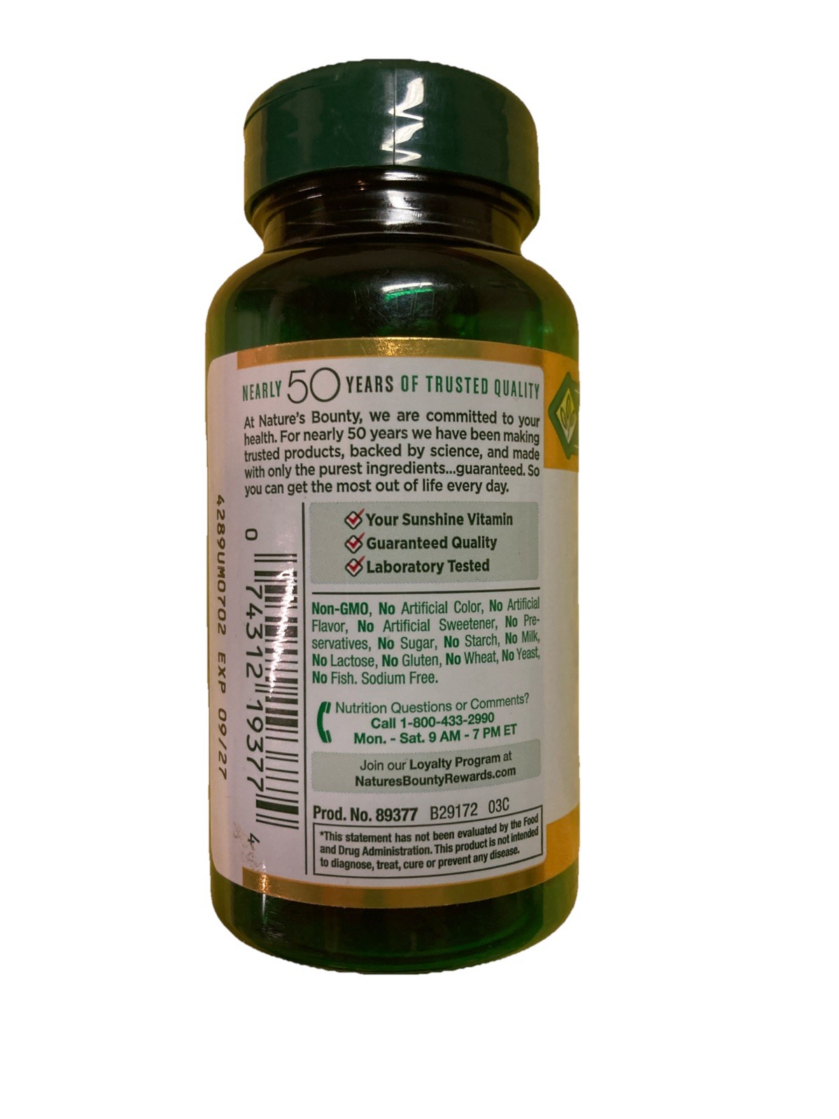 Nature’s Bounty Vitamin D3 5000IU Rapid Release Softgels 150 Count Exp 06/27