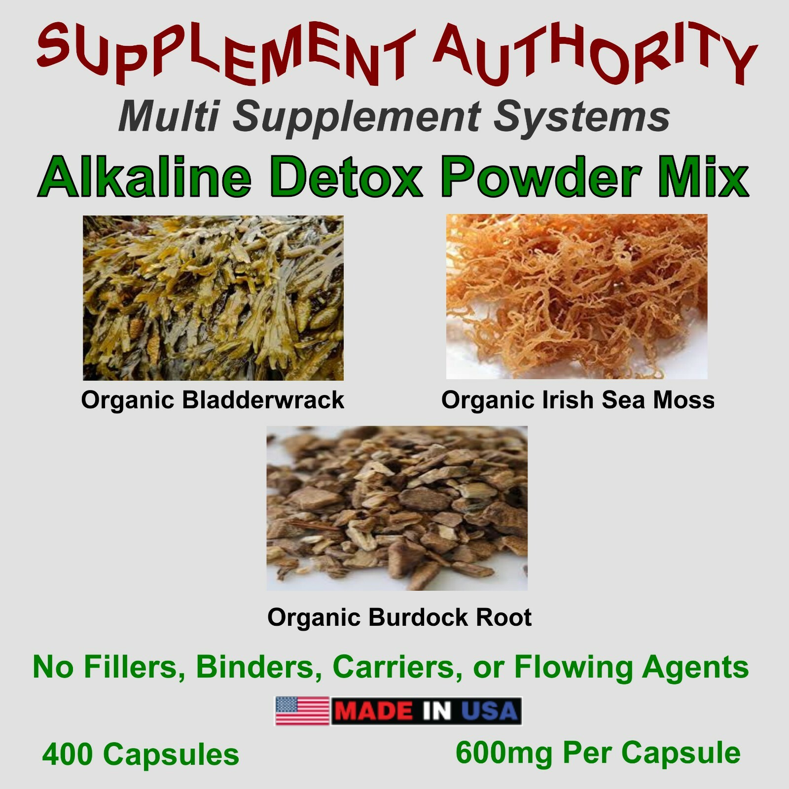 Irish Sea Moss – Bladderwrack – Burdock Root – Alkaline Detox ~ Dr. Sebi ~ 400ct