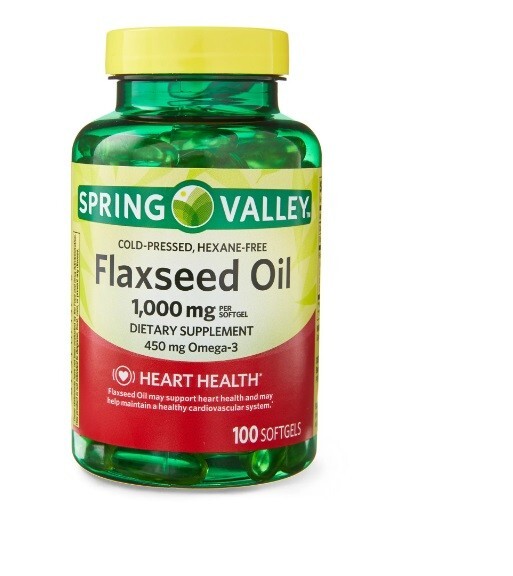 Spring Valley Flaxseed Oil Softgels Dietary Supplement 1,000 mg 100 Count