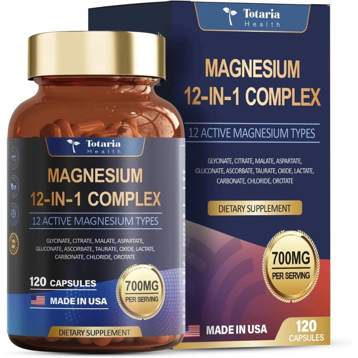 High Absorption 12-in-1 Magnesium Capsules,Support Deep Sleep& Muscle Relaxation