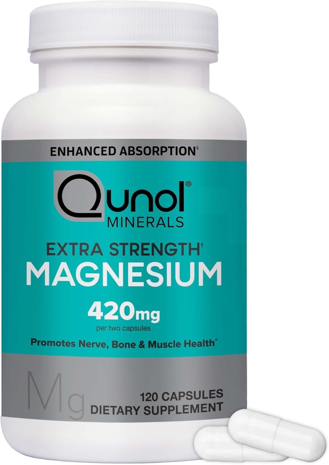 High Absorption Magnesium Capsules 420mg – 120 Count for Bone & Muscle Health