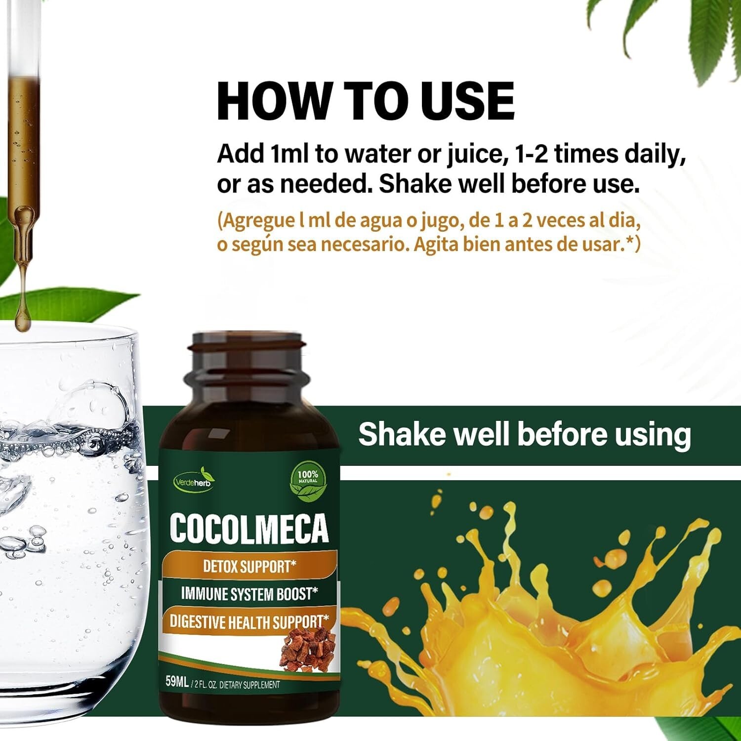Cocolmeca Bark Liquid Drops, Nature Herbal Extract Supplement for Body Detox Cle