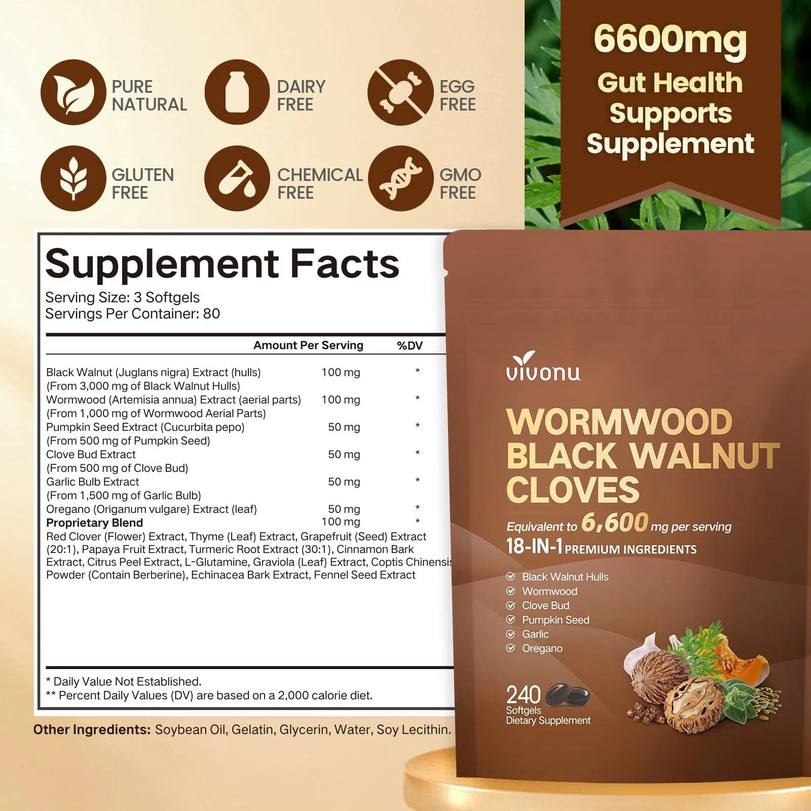 18-in-1 Black Walnut Wormwood Cleansing Formula designed for Humans