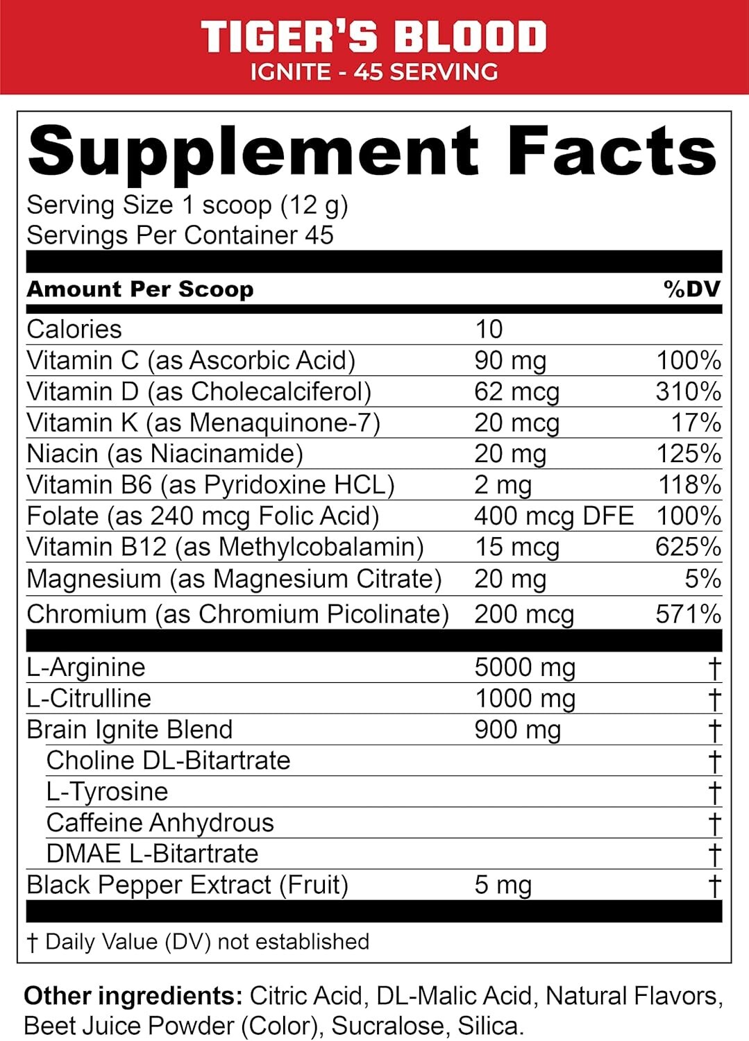 Ignite Supercharged Drink Mix – 45 Servings, Nitro-Infused Tiger’s Blood Flavor