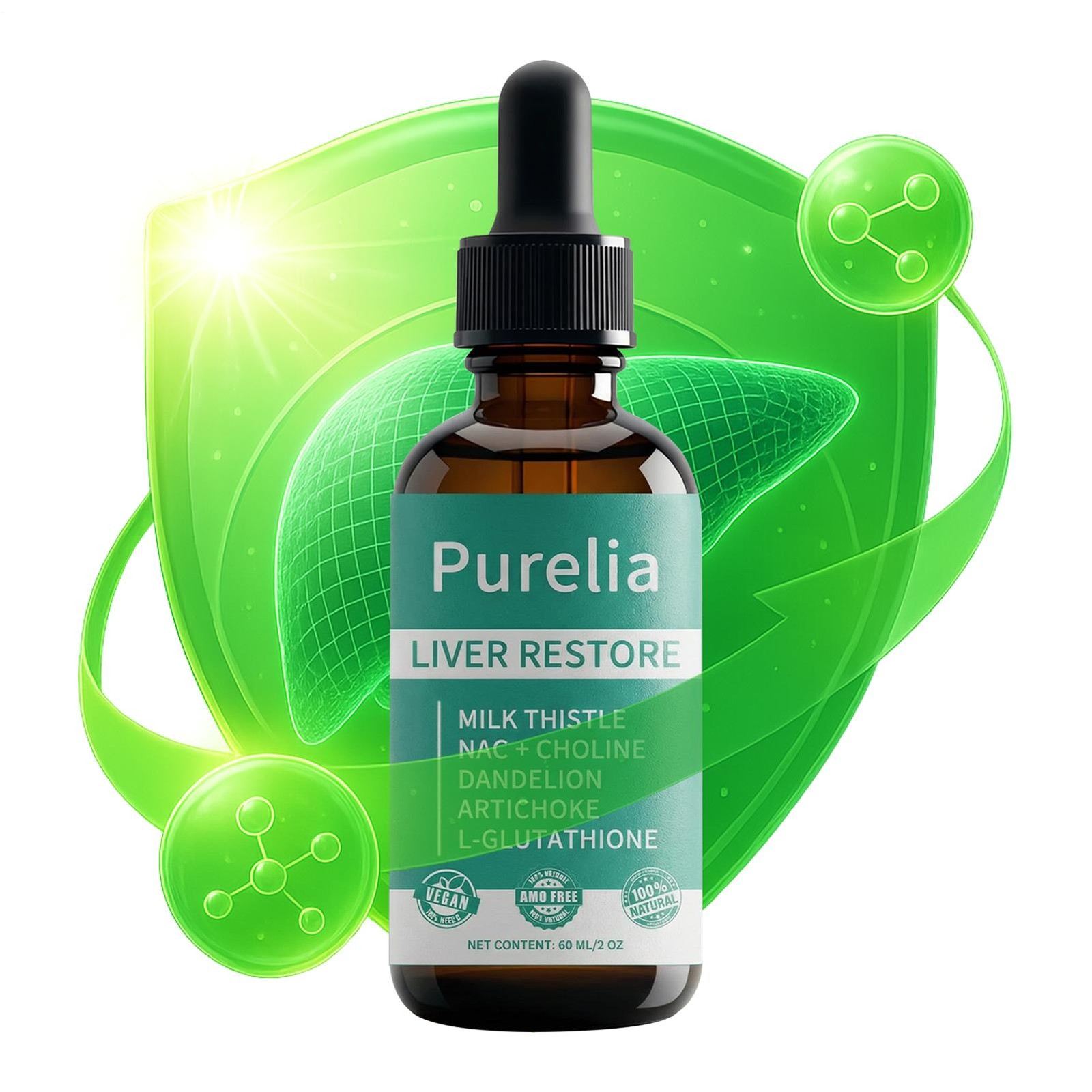 Purelia Liver Restore Drops – Complete Liver Detox Support Supplement 60ml