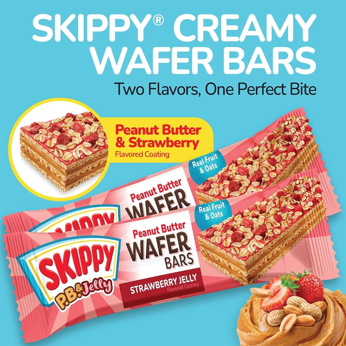 Nutritious P.B. & Jelly Wafer Bars – Strawberry Flavor, 6 Individually Wrapped