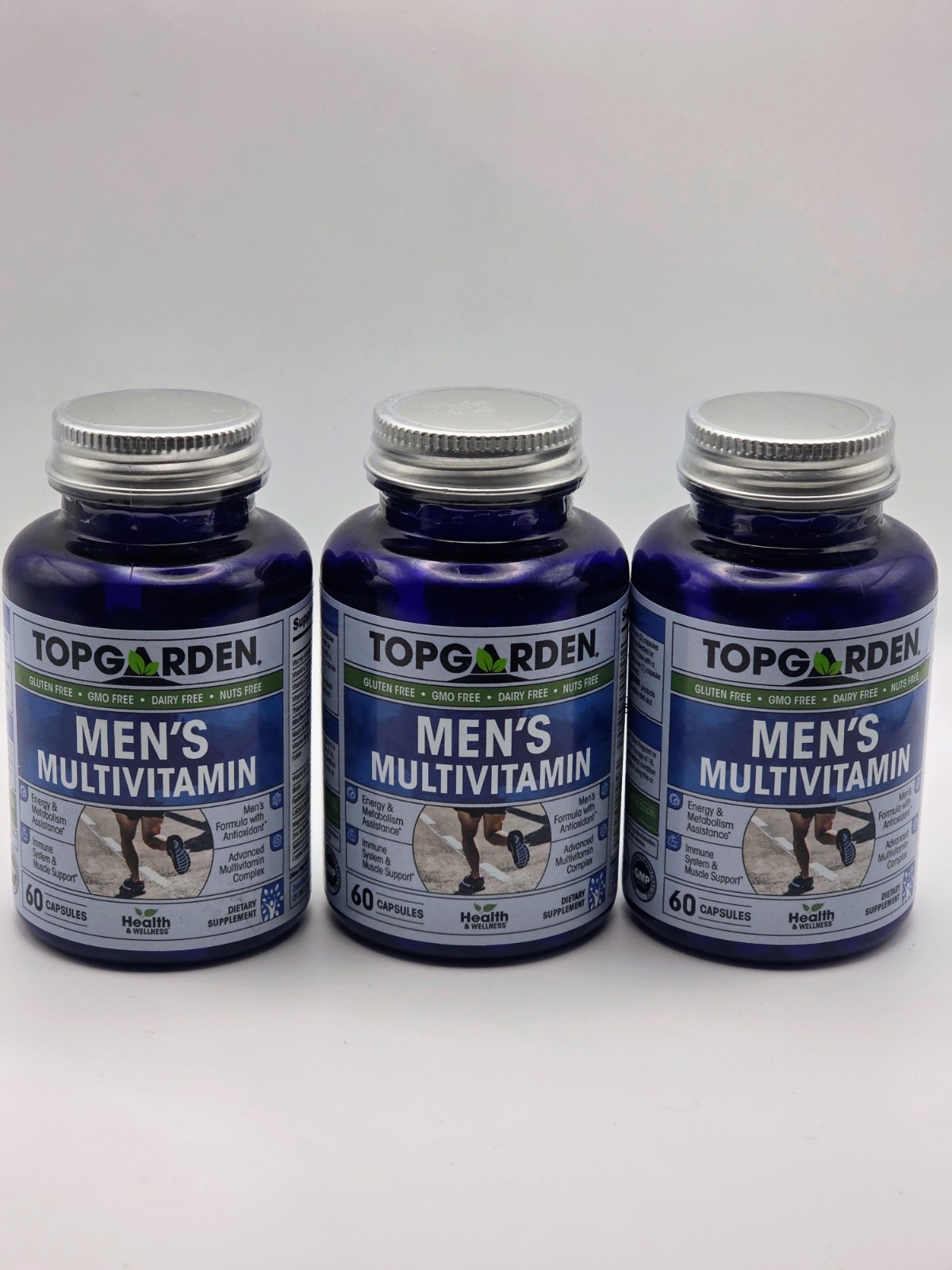 TopGarden Men’s Multivitamin (60 Ct ea) Lot Of 3, Free of Gluten/GMO/Dairy/Nuts
