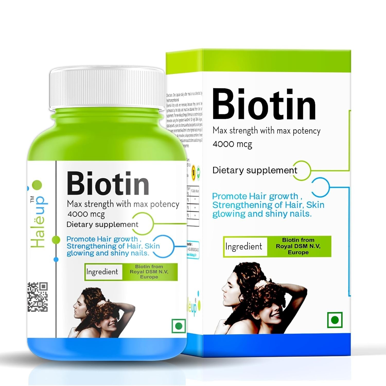 5 Pack Hale.up Biotin 60 Veg Capsules Hair Skin Support