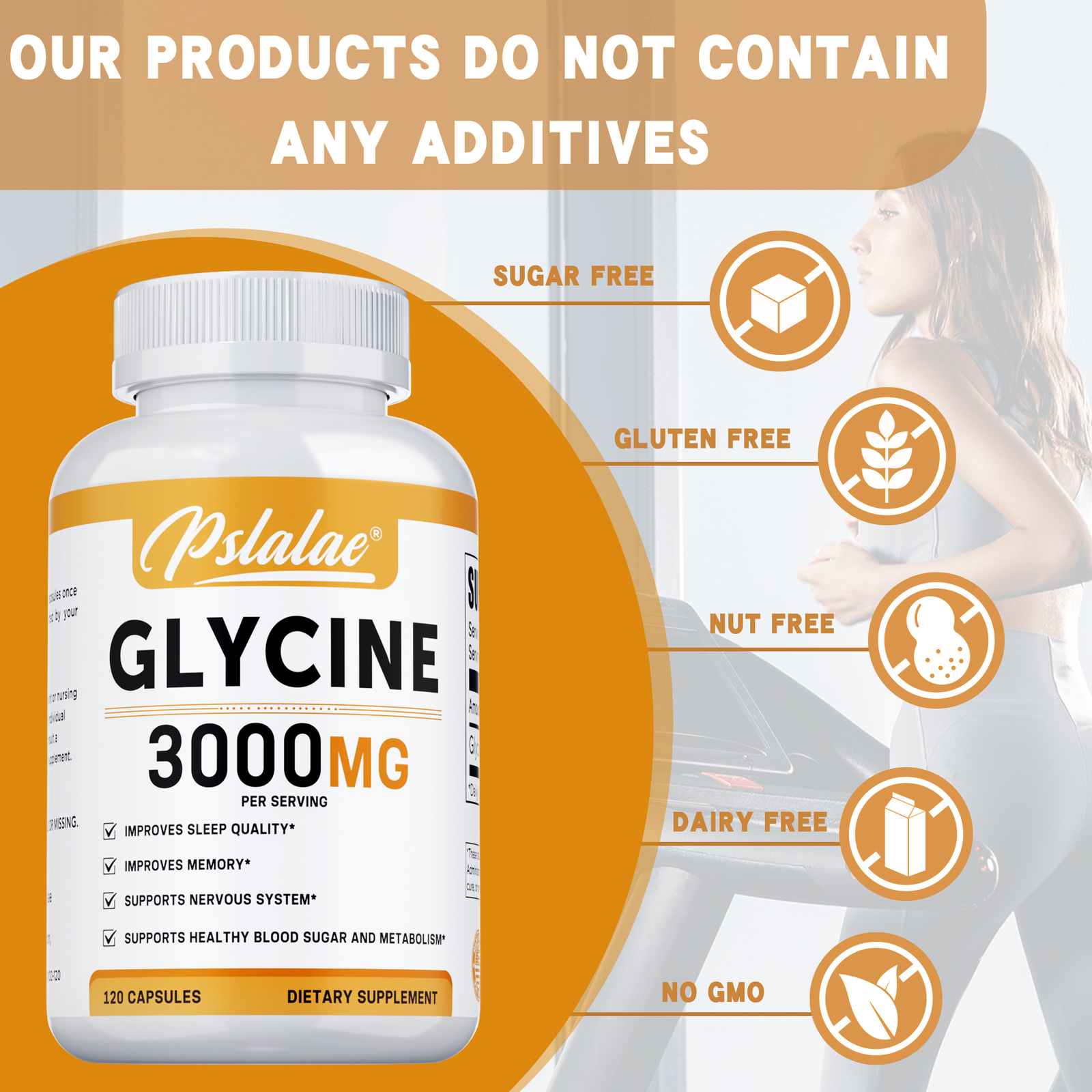 Glycine 3000mg – Sleep,Muscle Support Stress & Anxiety Relief, High Strength