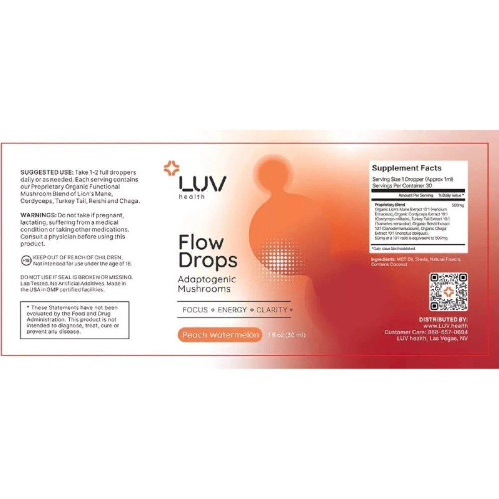 LUV Health Flow Drops – Health LUV Flow Adaptogen Mushroom Blend Drops 2-Pack US