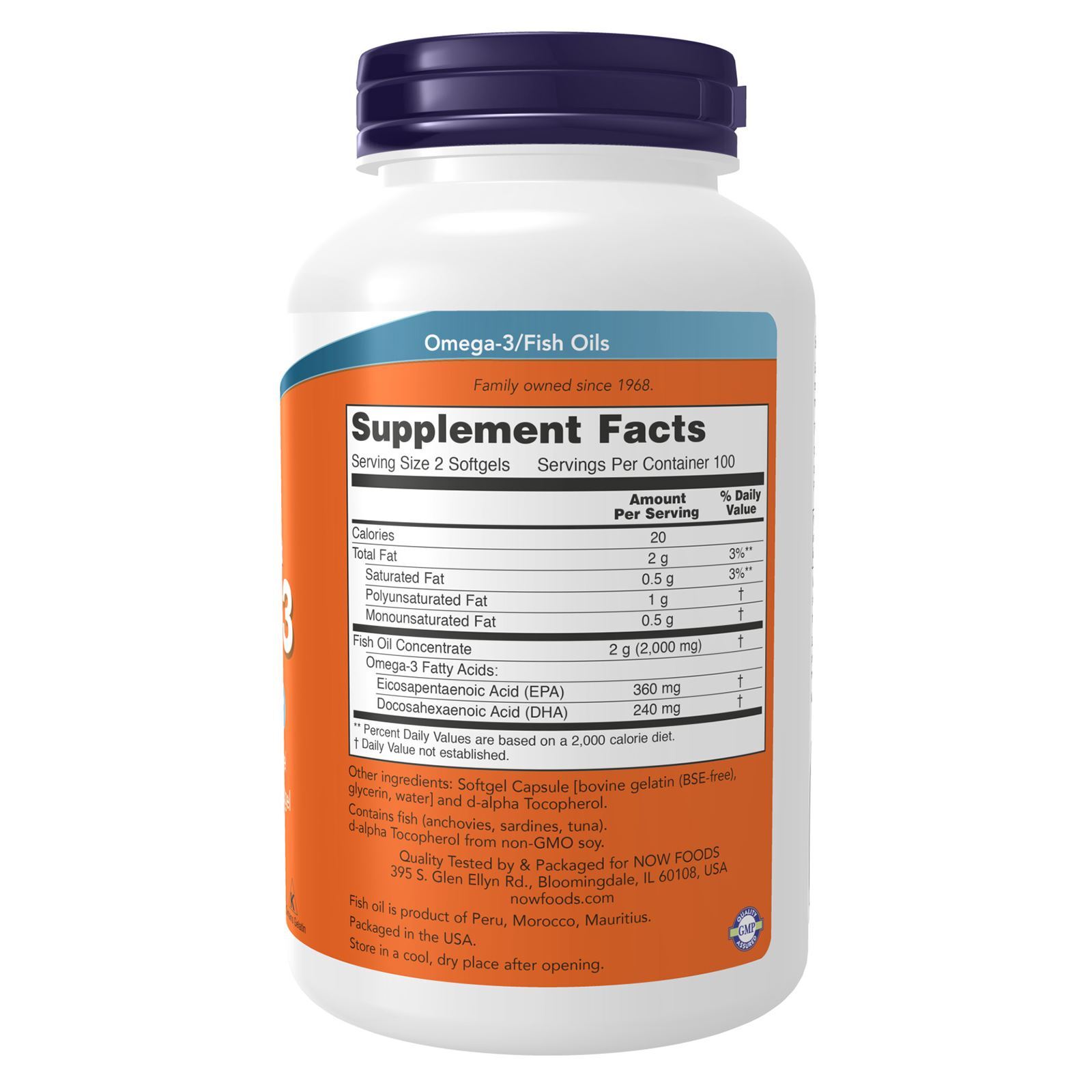 2 x NOW Omega 3 Molecularly Distilled 200 Softgels