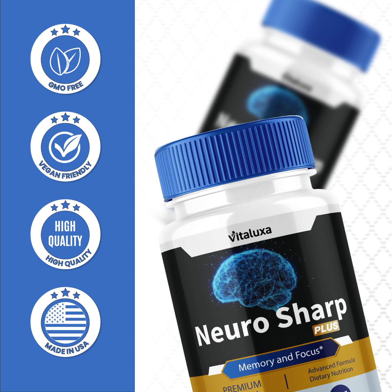 (3 Pack) Neuro Sharp Nootropic Natural Formula Brain Supplement (180 Capsules)