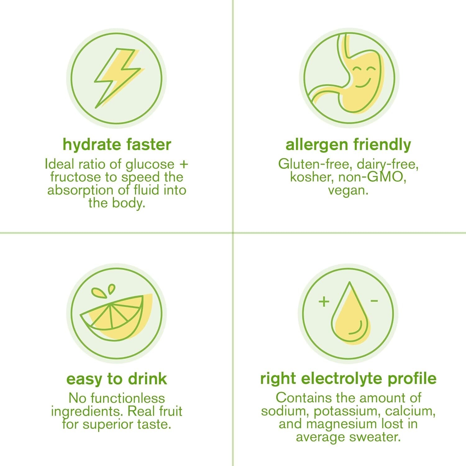Vegan Electrolyte Drink Mix – Lemon Lime, Non-GMO, 20 Servings, Hydration&Energy