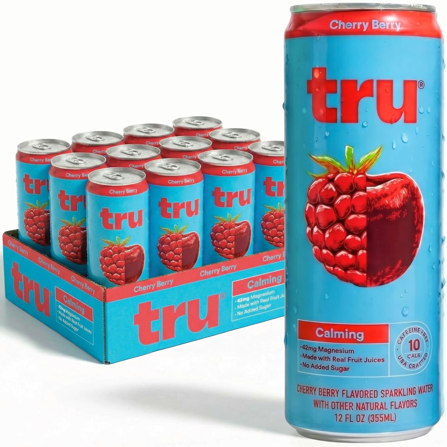 Tru Dream Calming Drink, Magnesium Glycinate Sparkling Water with Real Fruit