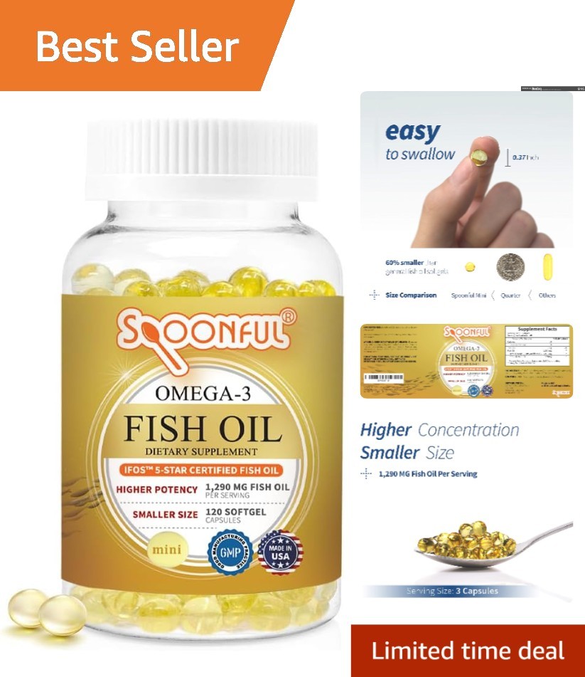 Mini Omega 3 Fish Oil 1290 mg Softgels – iFOS Certified for Brain Health