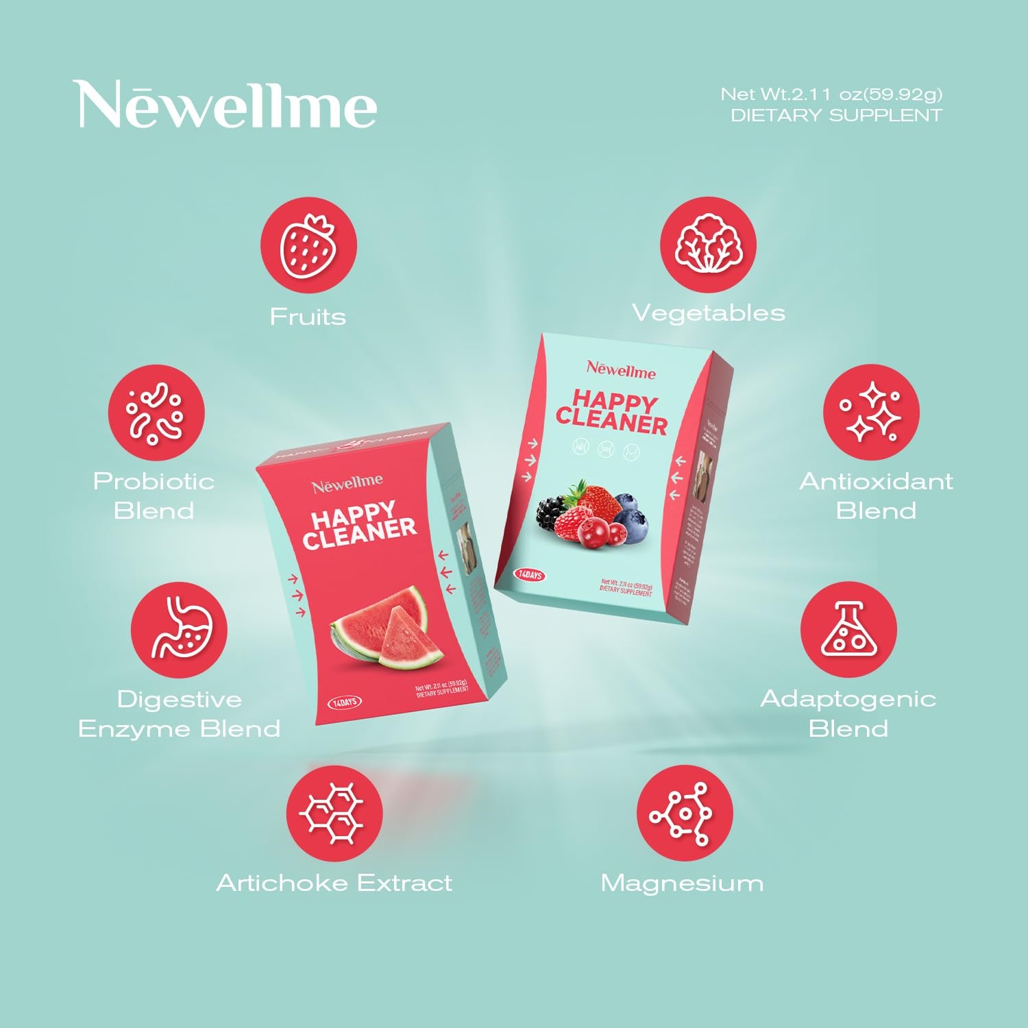 NEWELLME Happy Cleaner Super Greens Powder – Variety 4.4 Ounce (Pack of 2)