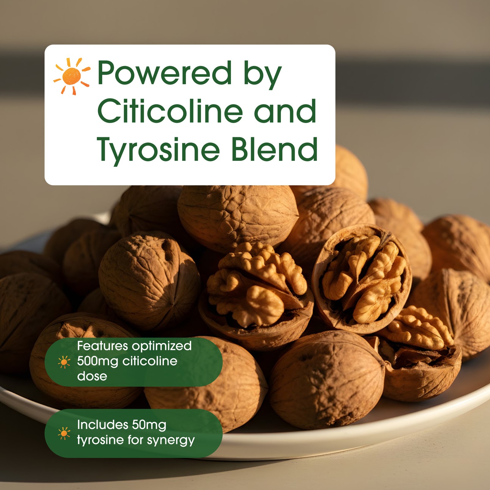 NatureBell Citicoline 500mg 120 Capsules CDP Choline Focus – 60 Servings