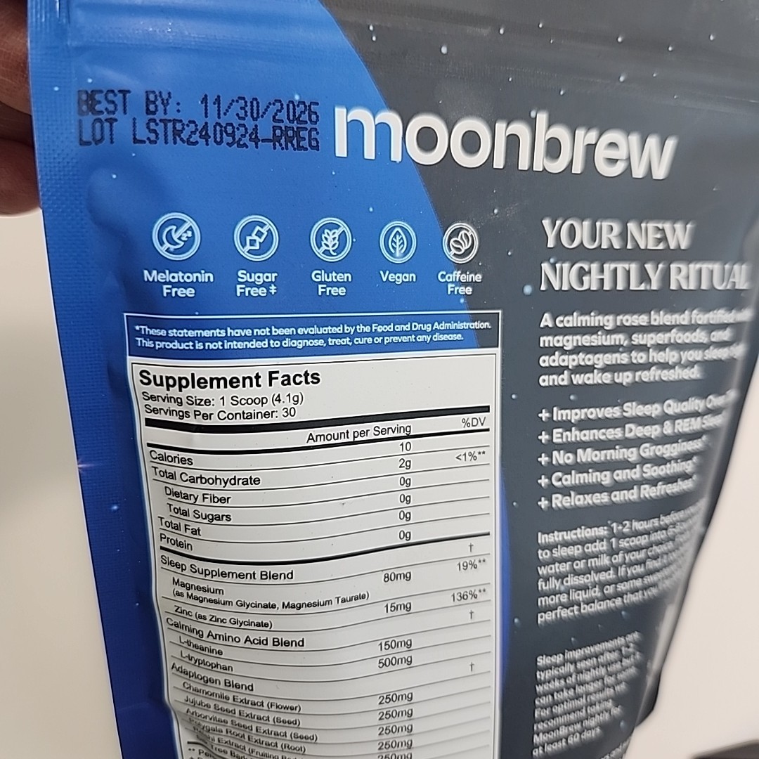 Moonbrew Rose Night Time Superfoods Herbal Supplement Rest Relax 30 Servings