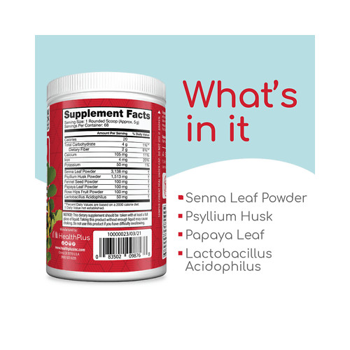 Health Plus Super Colon Cleanse Powder with Psyllium Husk & Senna Leaf 12 Ounce