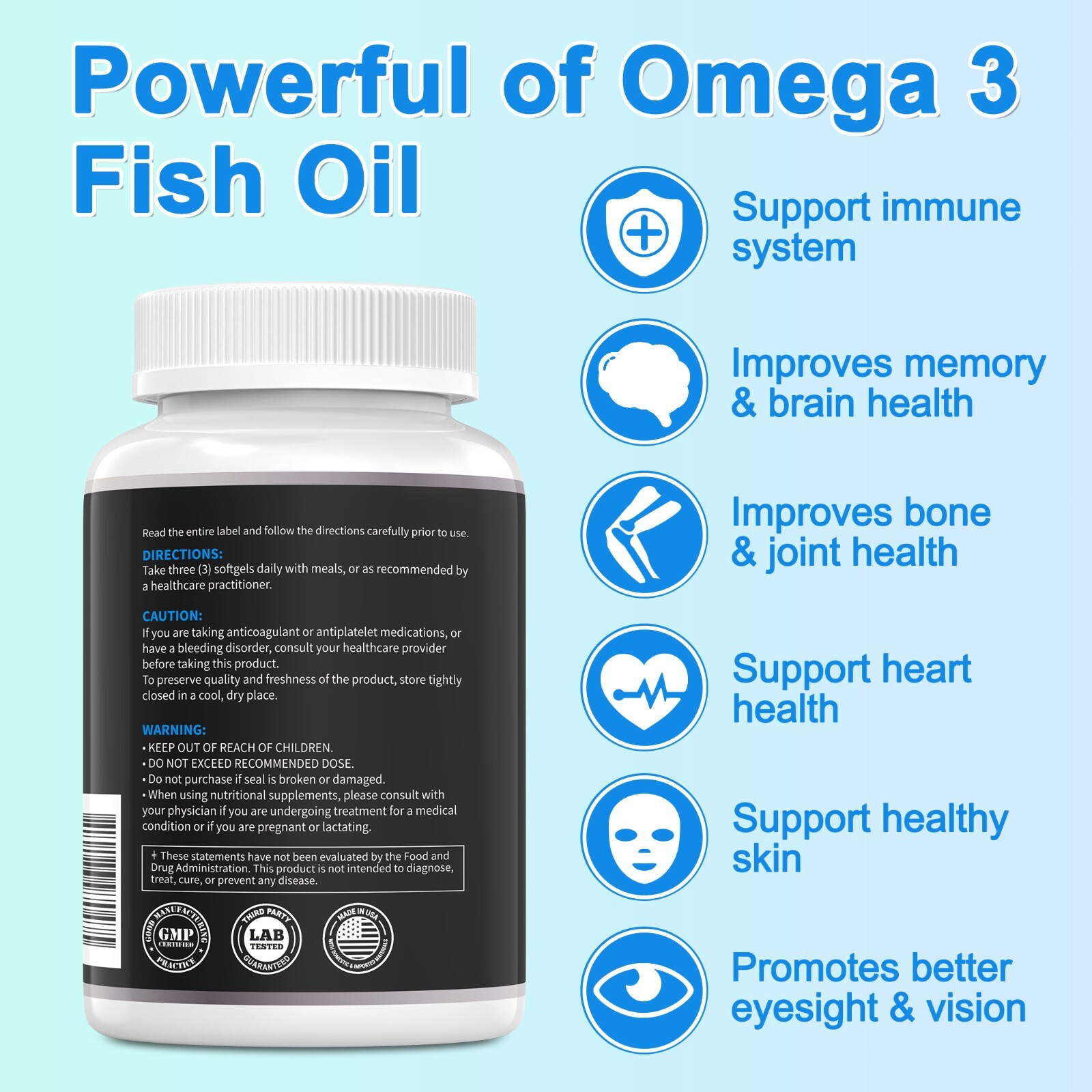 Omega-3 Fish Oil 3000mg Softgels 180 Soft Gels