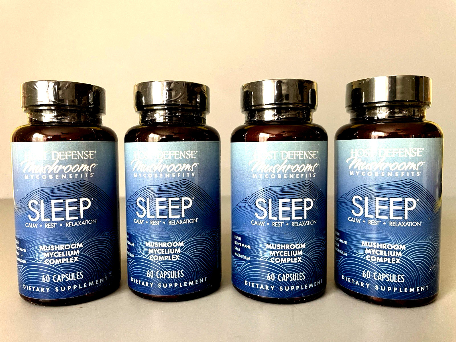 X4) HOST DEFENSE Mushroom Mycelium Complex SLEEP (60 CAPS) EXP 12/3/27 Vitamin