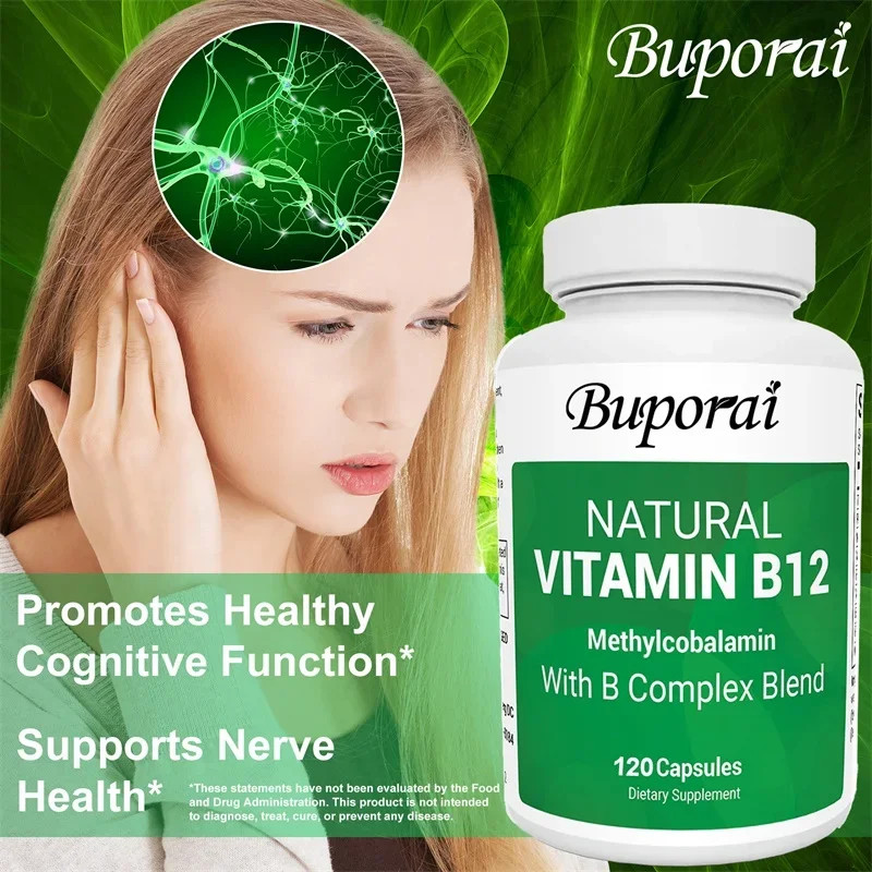 Vitamin B12 with B Complex Blend 120pcs, Improve Mood, Strengthen Nervous System
