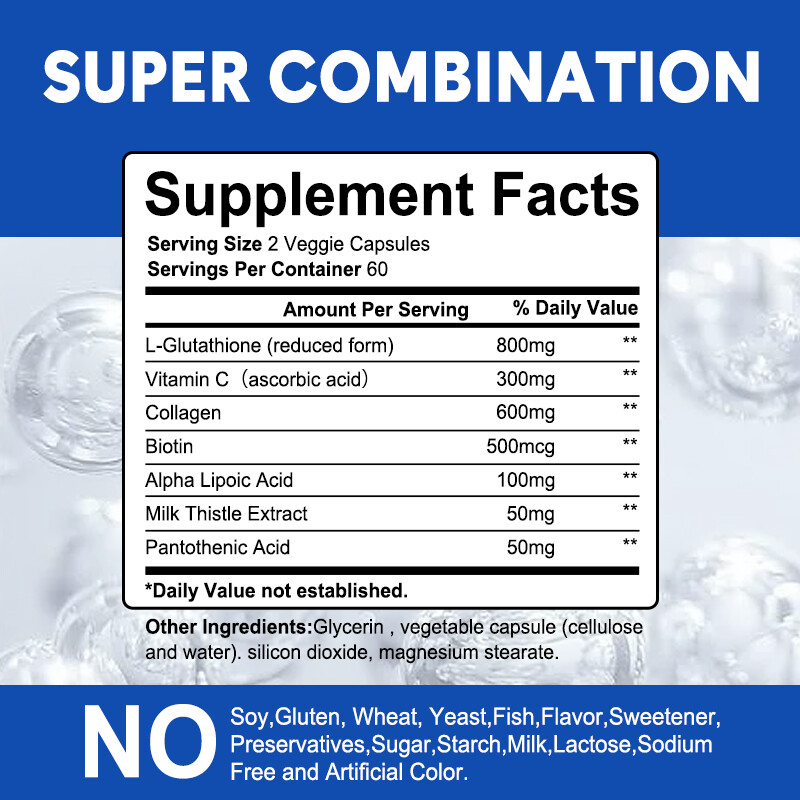 Liposomal Glutathione Pure Reduced L-Glutathione Anti Aging Skin Whitening Detox