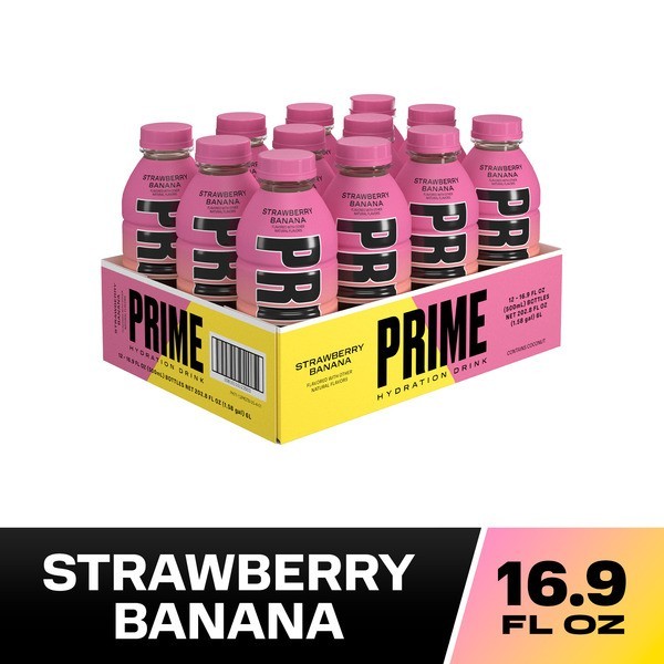 PRIME Hydration – Electrolytes Sports Drink – Strawberry Banana (12) Bottles