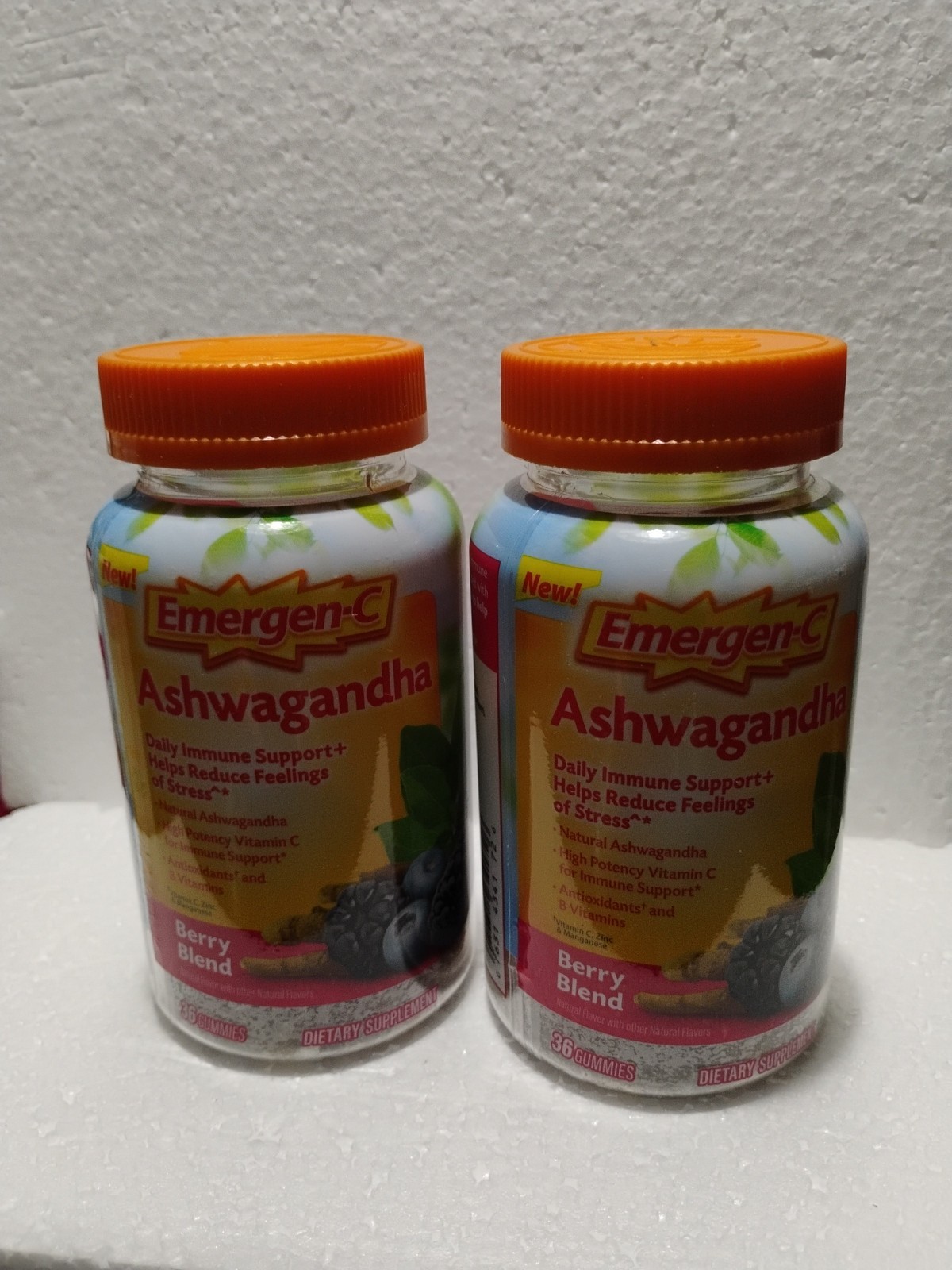 Pair Of EMERGEN-C ASHWAGANDHA BERRY BLEND 36 GUMMIES DIETARY SUPPLEMENT NEW 5/28