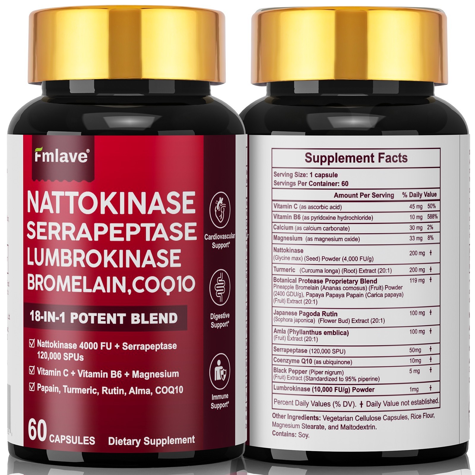 5 pack Nattokinase 4,000 FU – Heart & Cardiovascular Health, Circulatory Support