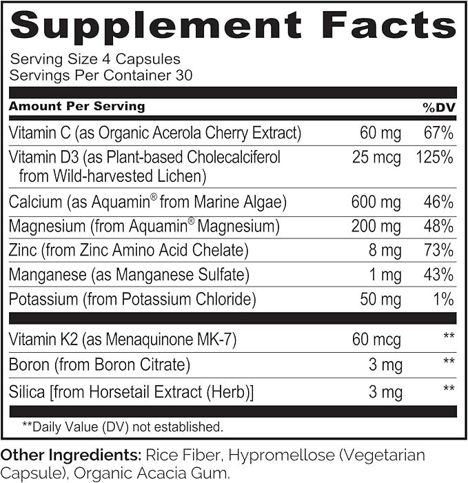 NATURELO Calcium for Bone Strength – 120 Capsules | Plant-Based Calcium |
