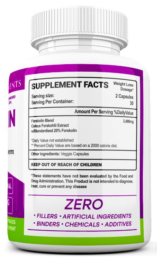 5 x Forskolin Maximum Strength 100% Pure 3400mg Rapid Results Forskolin Extract