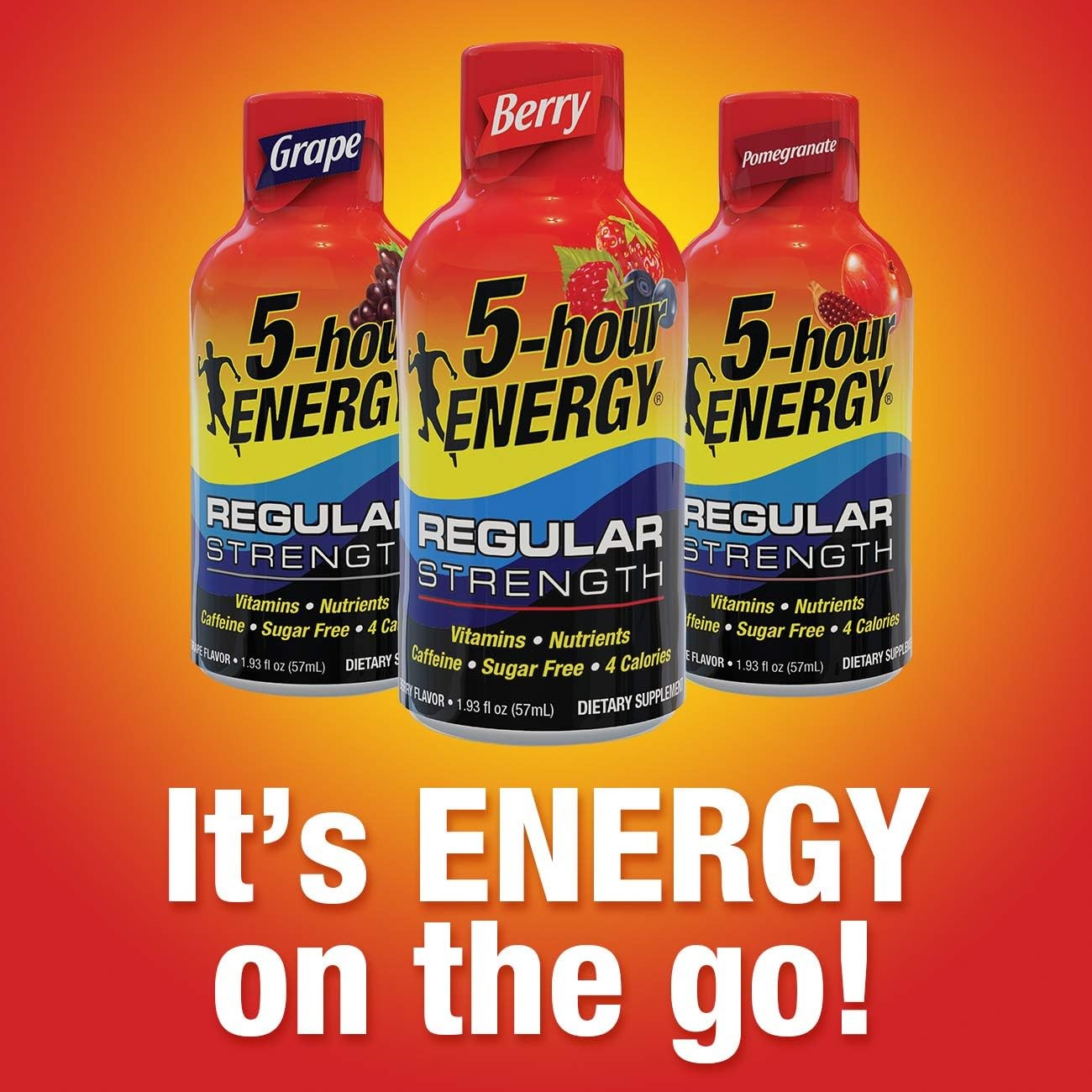 5-hour ENERGY Regular Strength, BERRY Flavor, 1.93 oz, 12 Count – EXP: 07/2027