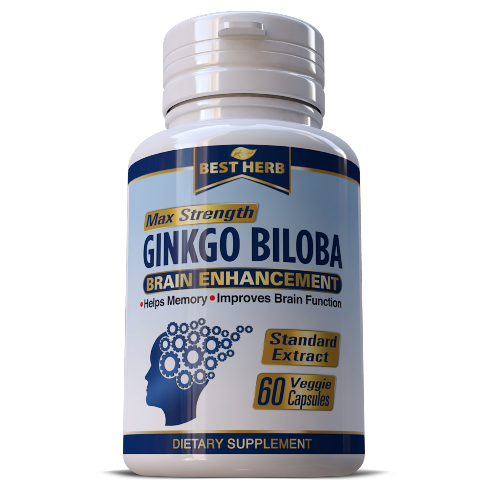 Ginkgo Biloba Extract 1000mg 60 Capsules Gluten Free & Non-GMO High Potency